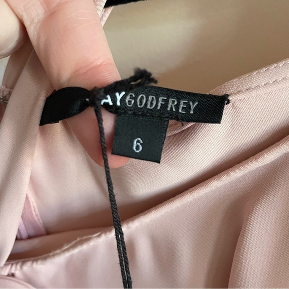 JAY GODFREY Pink Mini Dress Ruffle and Bow Details Off the Shoulder NWT - Picture 6 of 16